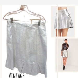 Randolph Duke silver‎ leather skirt 10 NWT